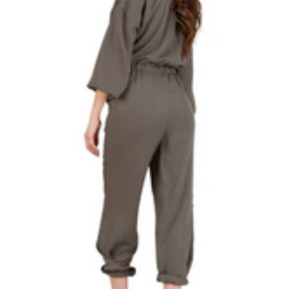 NWT Lucca Couture Leia moss-green jumpsuit w/ pockets sz M - Picture 2 of 16